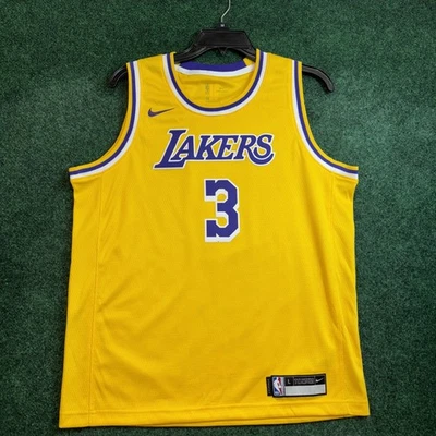 Camiseta amarela LOS ANGELES LAKERS YOUTH Nike grande 14/16 Anthony Davis #3 nova sem etiquetas - Imagem 1 de 4