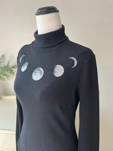 PUNK RAVE S-M Many Moons Top High Neck Long Sleeve Asymmetrical Whimsigoth Witch - Picture 1 of 13