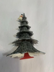 Vtg 70s Christmas Putz Village Tree Green Hard Plastic Mica Glitter W Germany - Picture 1 of 7