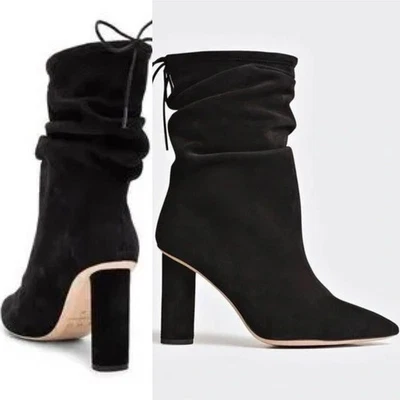 Botas IRO Slouchy Pull On Atadas Espalda Gamuza Negras Talla 38 EE. UU. 7 Foto 1 de 4