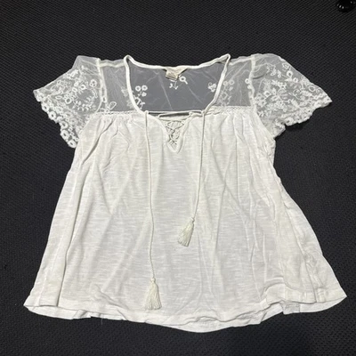 Blusa bordada Denim & Supply Ralph Lauren para mujer M de encaje con cordones al hombro Foto 1 de 4