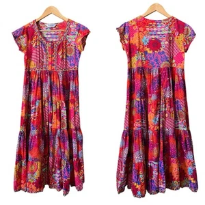 Biba floral tiered maxi dress midi length bohemian cottage Gypsy - Picture 1 of 6