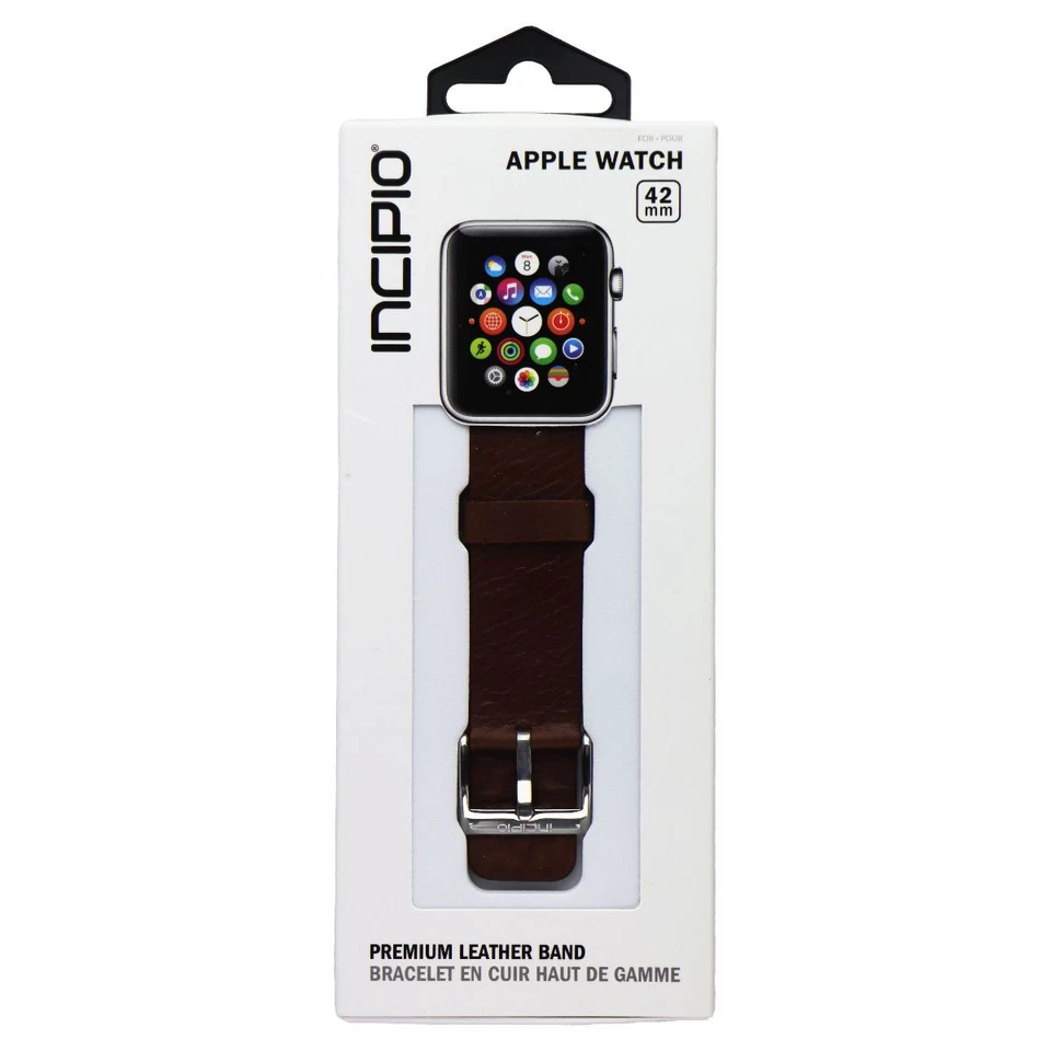 Incipio Premium Leather Apple Watch Band (42mm) - Chestnut Brown / Silver - Image 1 of 2