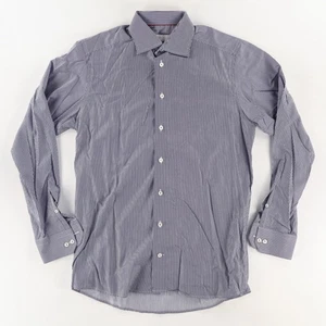 Eton Modern Popeline Baumwolle Gestreift Knopfleiste Hemd Blau Herren 39 - Bild 1 von 7