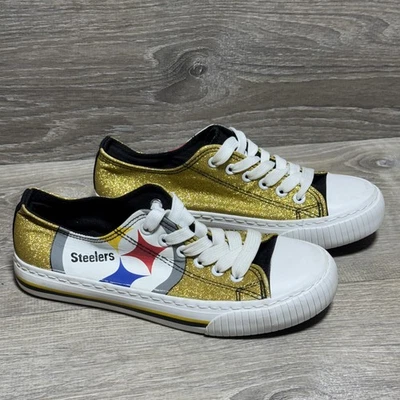 Pittsburgh Steelers Zapatos Para Mujer Talla 6 NFL Fútbol Brillo Fan FOCO Parte Superior Baja Foto 1 de 4