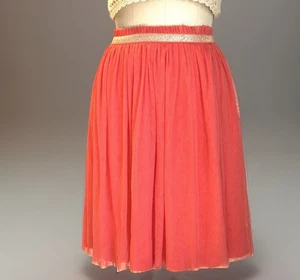 Hanna Andersson Tulle Knee Length Skirt Orange Size 10 Gathered Girls Layered - Picture 1 of 3