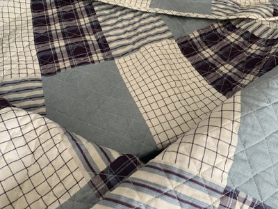 Nuevo Juego de Edredón Eddie Bauer Doble y Falso Algodón Azul Cuadros Foto 1 de 4