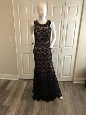 Betsy & Adam Women's Size 10 Black Lace & Jewel Mermaid Style Maxi Evening Gown - Image 1 of 4