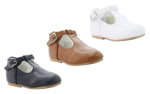 Scarpe in pelle con cinturino alla fibbia bambino e ragazzo - Calzature eleganti in 3 colori diversi - Foto 1 di 21