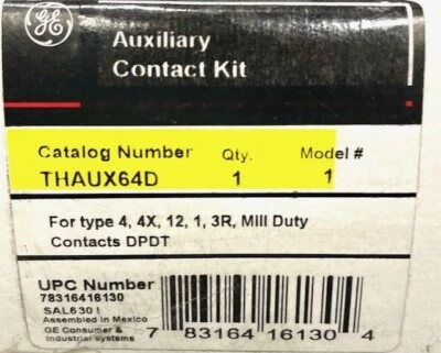 GE THAUX64D Type 4, 4X, 12,1,3R, Mill Duty Contacts DPDT 600V Auxiliary Contact - Image 1 of 4