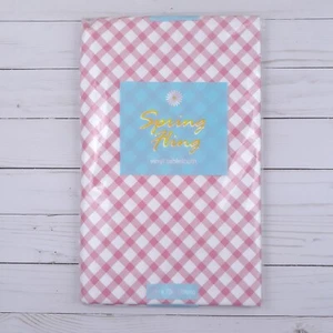 Vinyl Tablecloth Pink Plaid 52x70 - Picture 1 of 2
