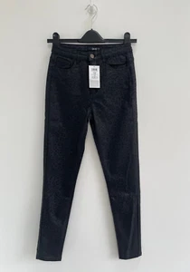 QUIZ Skinny Jeans Black Leopard Print Stretch UK 8 - BNWT - Picture 1 of 7
