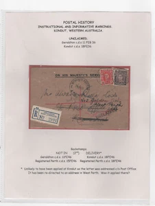 AUSTRALIA Cubierta SIN RECLAMAR 1946 KONDUT Registrado - Imagen 1 de 3