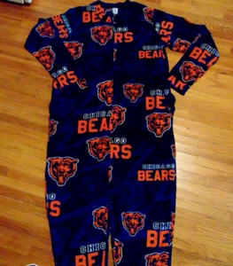 Chicago Bears NFL Team Apparel One Piece Fleece Pajamas Mens Large Zip w Pockets - Picture 1 of 5