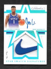 Zion Williamson 2021 Panini Flawless Auto Autograph Nike Swoosh Patch 1/1