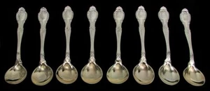 TIFFANY & CO RICHELIEU 8 STERLING SILVER GOLD WASHED 4 3/4" ICE CREAM SPOONS - Picture 1 of 4