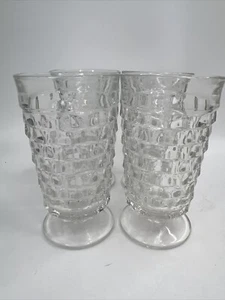 Vintage Indiana Whitehall Cubist Footed Glasses/ Tumblers 6.25”  set of 4 - Picture 1 of 4