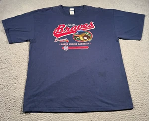 Vintage Atlanta Braves Shirt Men XL Navy National League East Graphic 2005 MLB - Picture 1 of 10