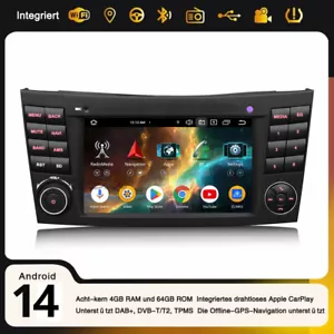 64GB Android 14 Acht-Kern Autoradio CarPlay Navi Mercedes CLS/E-Klasse W219 W211 - Bild 1 von 24