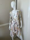 VINTAGE CONCEPT NWT! Rose Pink Floral Gauzy Cotton Open Duster Long Cardigan S