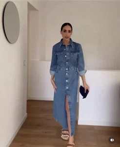 VESTIDO MIDI DENIM ZARA Z1975 AZUL MEDIO NUEVO SS24 TALLA L REF. 0108/032 - Imagen 1 de 4