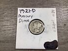 1921-D Mercury Silver Dime-90% Silver-Denver Mint-Rare Date-072821-0071