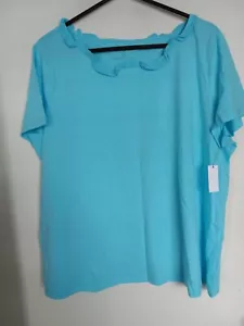 TALBOTS Blue Stretch Top Tee Shirt Sz 2X NEW - Picture 1 of 3