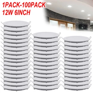 6Inch LED Ceiling Lights Ultra-Thin Recessed Retrofits Kit 6000K Daylight 12W - Picture 1 of 10