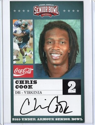 CHRIS COOK NCAA Virginia Auto Autographed Signed 2010 Senior Bowl Card - Image 1 of 2