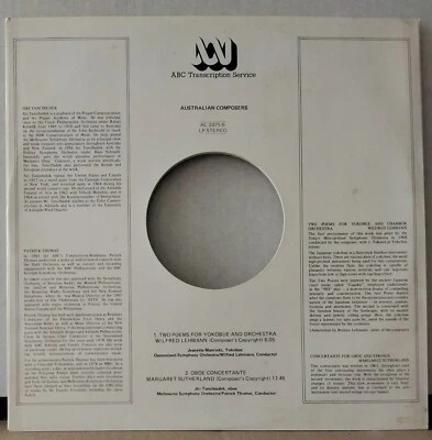 ABC AC 1075 AUSTRALIAN COMPOSERS TRANSCRIPTION LEHMANN, SUTHERLAND, THOMAS LP - Image 1 of 4