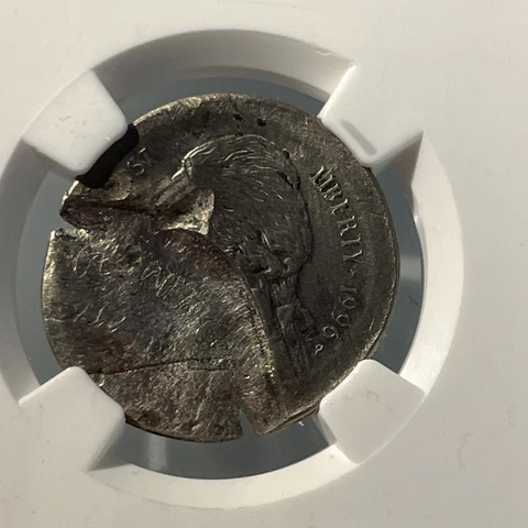 1996 P 5C ERROR BROADSTRUCK WITH OBVERSE BROCKAGE NGC XF DETAILS DAMAGED NICKEL Cover