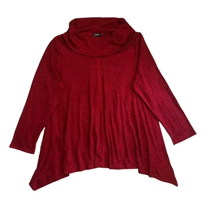 NWT Jones New York Tunic Sweater Womens 2X Red Cowl Neck Asymmetrical Hem - Image 1 of 4