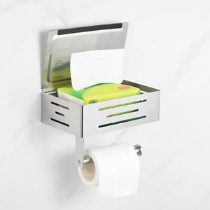 Toilettenpapierhalter mit Feuchttücherbox Chrom Feuchtpapierhalter Edelstahl - Bild 1 von 4