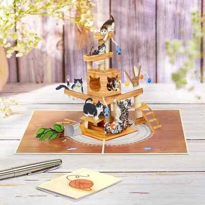 Tarjeta emergente árbol gato, gatos divertidos, regalos de felicitación 3D para 5x7", Foto 1 de 4