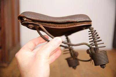 Silla de montar de cuero para bicicleta antigua Springer largo motocicleta niño pequeño Foto 1 de 4