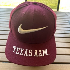 De colección Años 90 Nike NCAA Texas A&M Aggies Nike Swoosh Mezcla de Lana Snapback Gorra Gorra Rara - Imagen 1 de 13