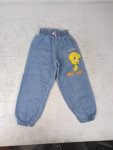Vintage 1992 Looney Tunes Girls Size 4 Jeans Angel Tweety Screen Print - Picture 1 of 9
