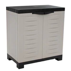 Heavy-Duty Plastic Storage Cabinet with Adjustable Shelf - Gray by Sunnydaze - Picture 1 of 10