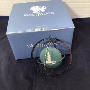 WEDGWOOD WEISS AUF TÜRKIS JASPERWARE "WEIHNACHTSKERZE" MEDAILLON ORNAMENT - Bild 1 von 5