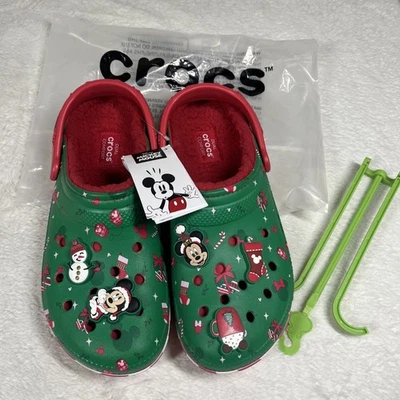Disney 2024 Fleece Lined Mickey Minnie Holiday Christmas Crocs Clogs M6/W8 - Image 1 of 4