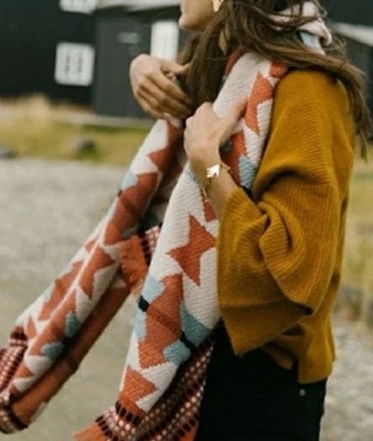 Madewell негабаритный ковер шарф путешествий надежном - ржавчины геометрический жирный бахрома - Изображение 1 из 4