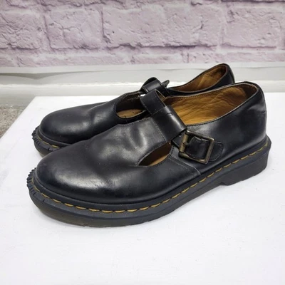 Черные кожаные туфли с круглым носком Dr Martens Polley модель Mary Jane размер США 8-9 искусственно состаренные - Изображение 1 из 4