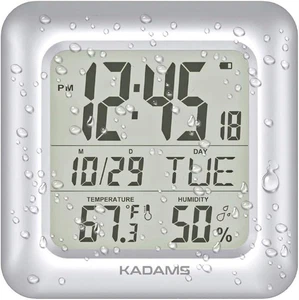KADAMS Bathroom Clock 9.5" Kitchen Wall Clock with Large LCD Screen – Shower Clo - Picture 1 of 12