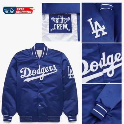 LA Dodgers Blue Satin Varsity Bomber Jacket Baseball vintage style fan Jacket - Image 1 of 4