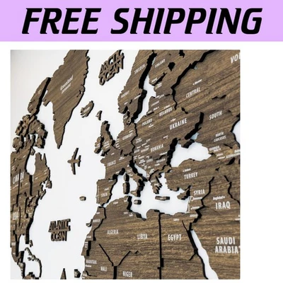 Unique Wooden World Map - Landscape Wall Hanging, Perfect for Home and Office - Image 1 of 4