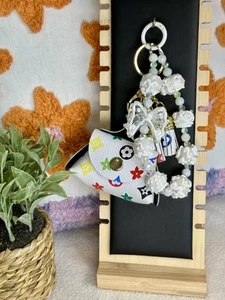 Colorful Pattern Designed Purse & Phone Chain Strap Bag Charm Fancy Acrylic Bead - Picture 1 of 8