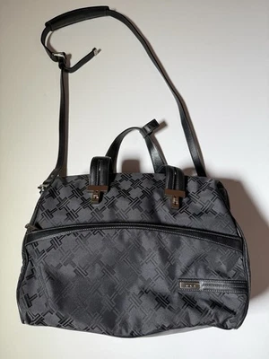 Tumi Black Leather Trim Satchel Shoulder Bag Laptop Tote Travel Work Gym carry - Image 1 of 4