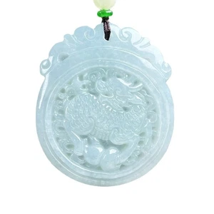 Colgante de jade Kirin con fondo de hielo con colgante de jade natural de bestia auspiciosa grado A - Imagen 1 de 5