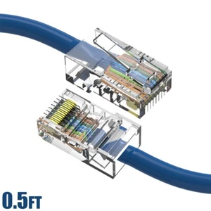 0.5FT Cat6 RJ45 Ethernet LAN Network UTP Non-Boot Patch Cable Copper 24AWG Blue - Picture 1 of 5