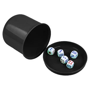 Dice Cup Set with Lid Dice & Cup Set Dice Shaker Cup for Bar Parties Game BLACK - Picture 1 of 9